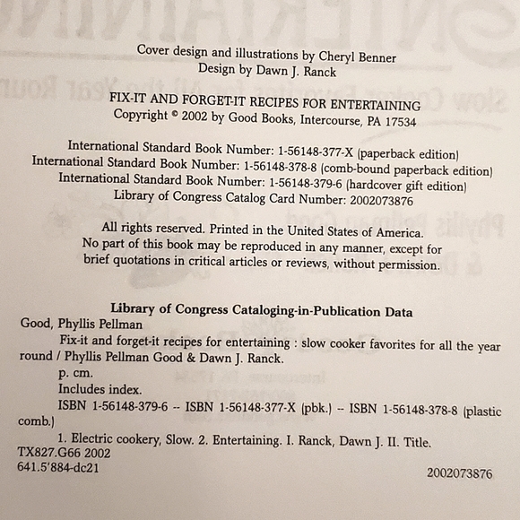 Fix-It and Forget-It Recipes for Entertaining   paperback binder cookbook. - Picture 4 of 10